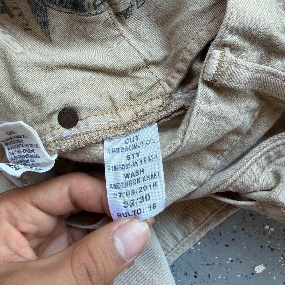 Polo Ralph Lauren Authentic Dungarees Beige Denim Jeans - Picture 7 of 8